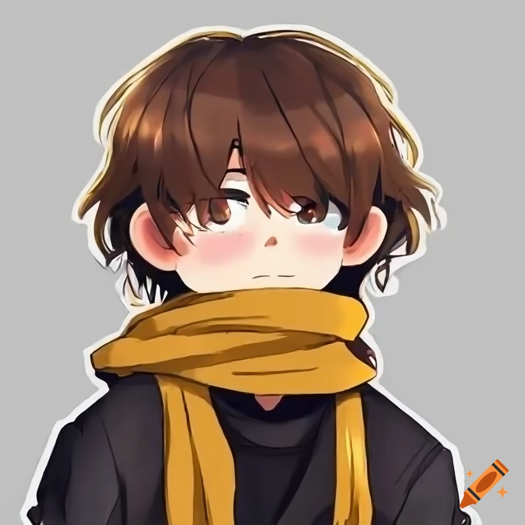 Cute and adorable anime 2D digital art of a boy with brown hair and ...