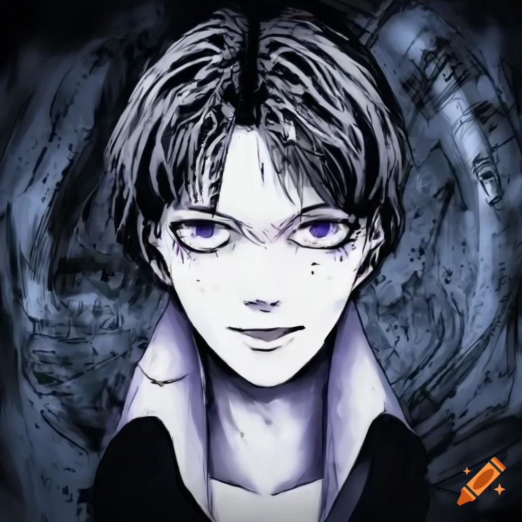 Virtual singer kaito in junji ito style on Craiyon