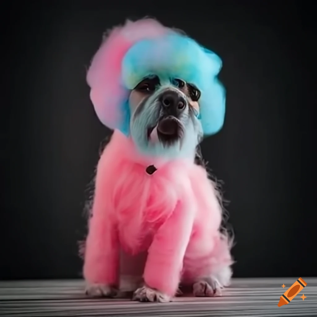 Realistic cotton candy dog sculpture on Craiyon