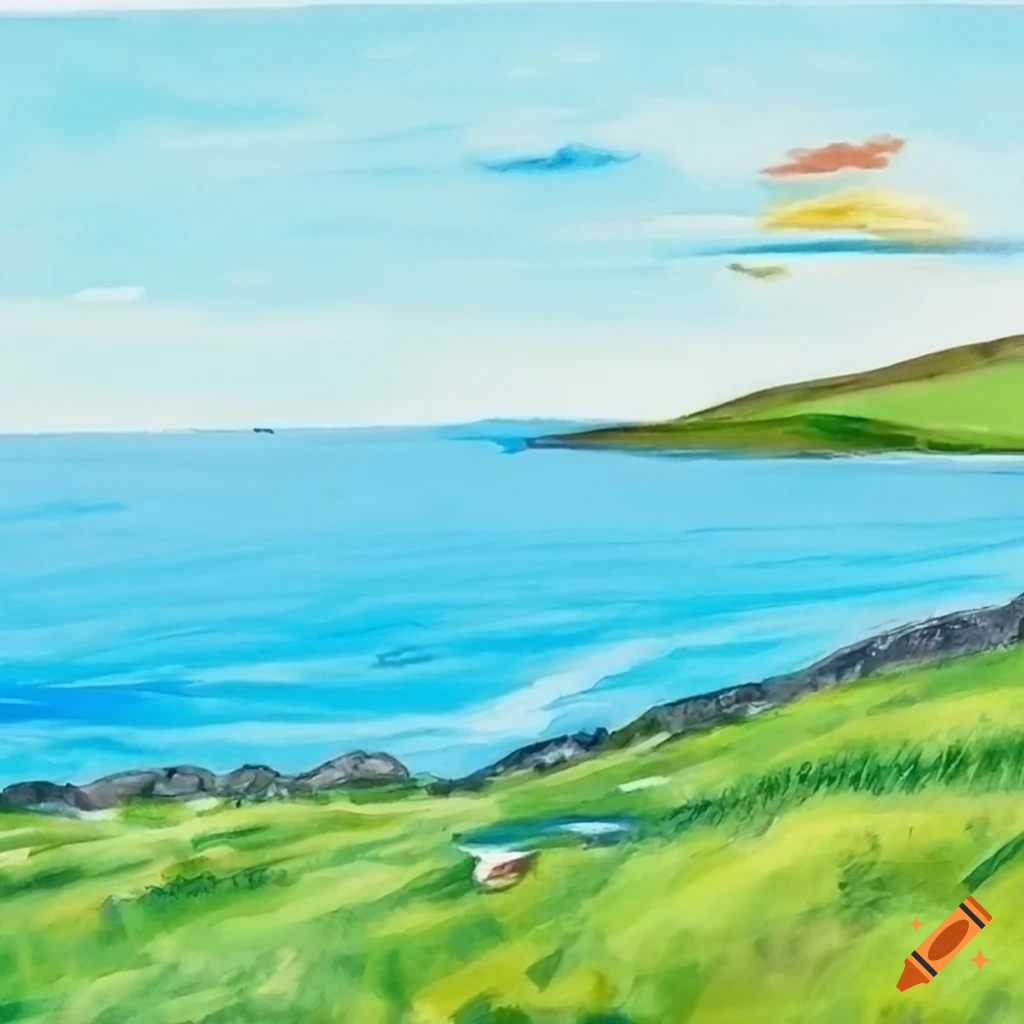 Children's book cover with the cornish coastline and an island shaped