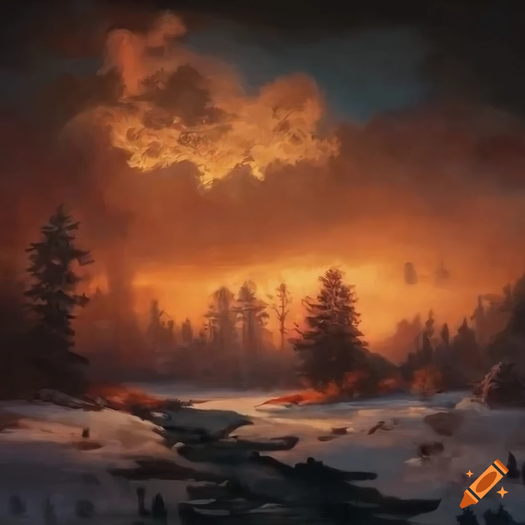 Masterful intricate battlefield landscape with sharp focus