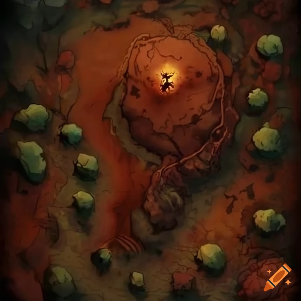 D&d map of a red forest on Craiyon