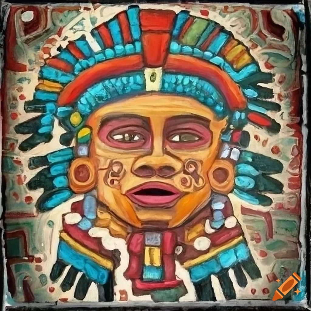 Portrait of aztec painting art on Craiyon