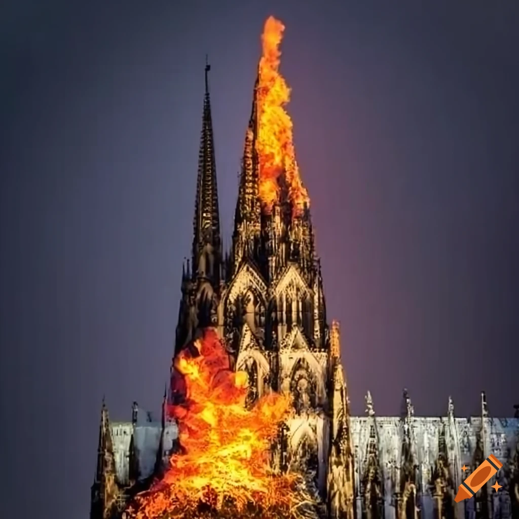 Cologne cathedral on fire on Craiyon