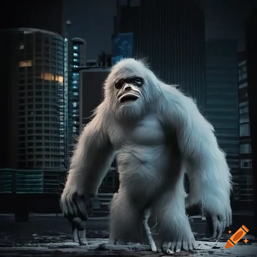 Fictional yeti causing destruction in edmonton on Craiyon