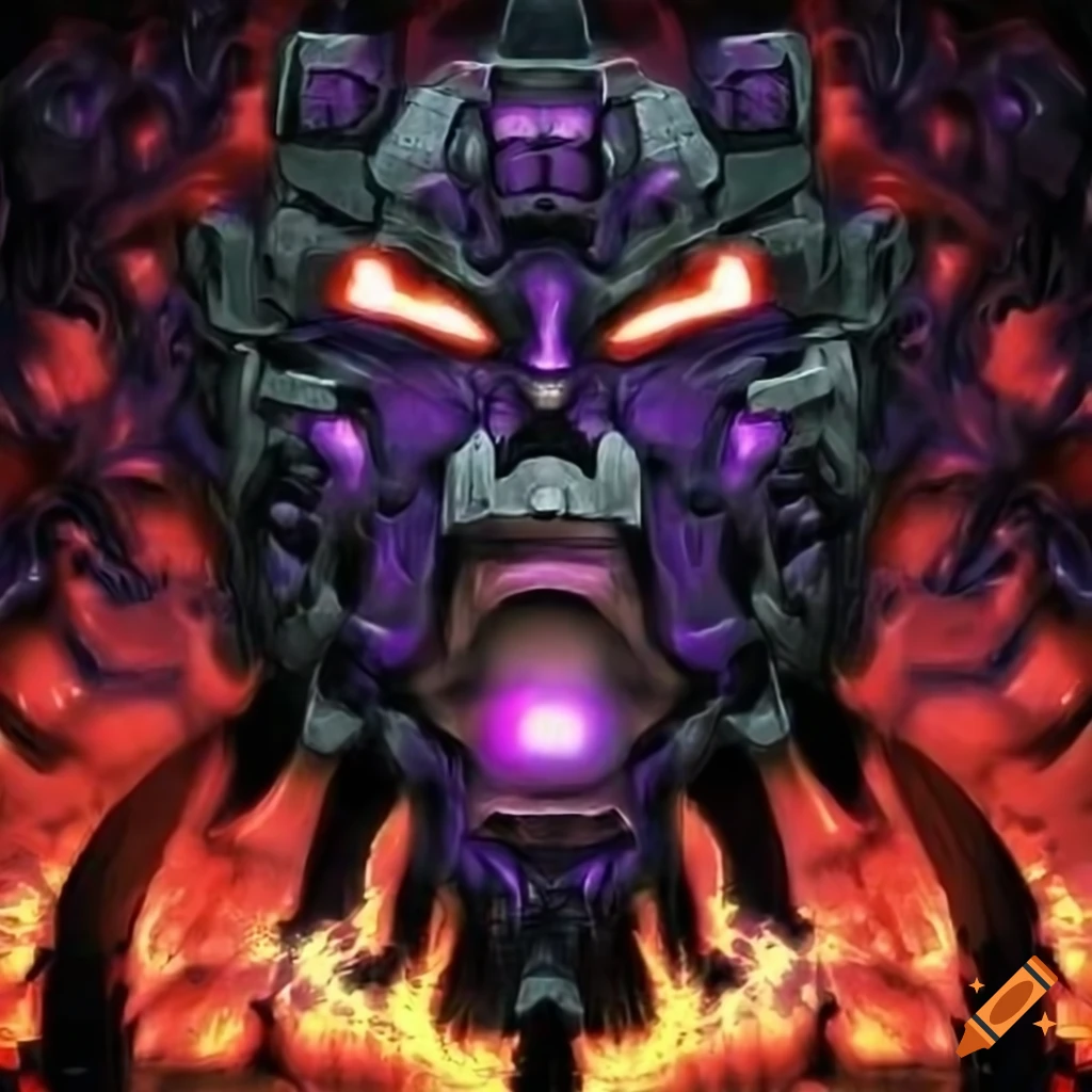 Galvatron optical illusion art with a dark demented vibe