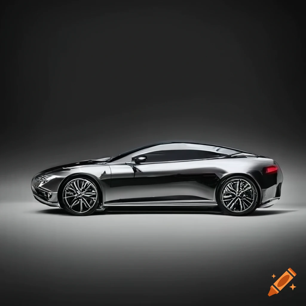 Sleek stylish car with shiny chrome accents on a picturesque road
