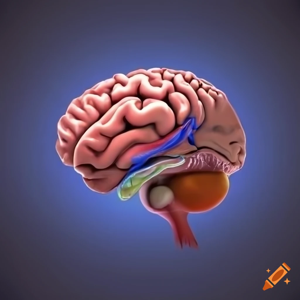 Detailed cross-section of the human brain with labeled sensory ...