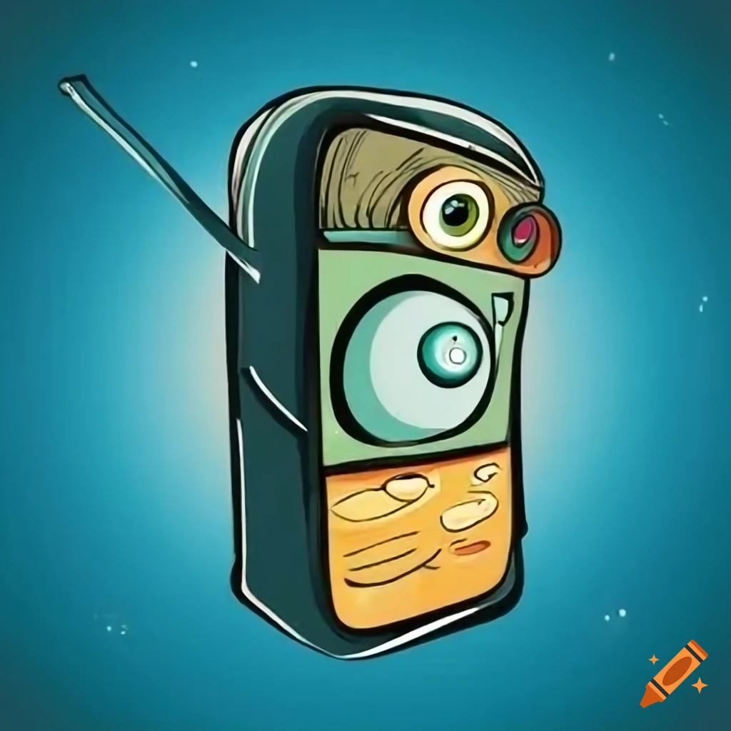 Cartoon radio with eyes