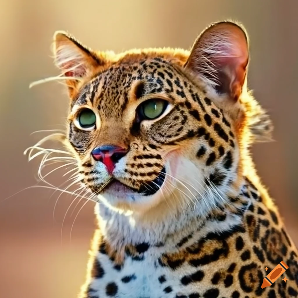 Cat with luxurious leopard coat on Craiyon