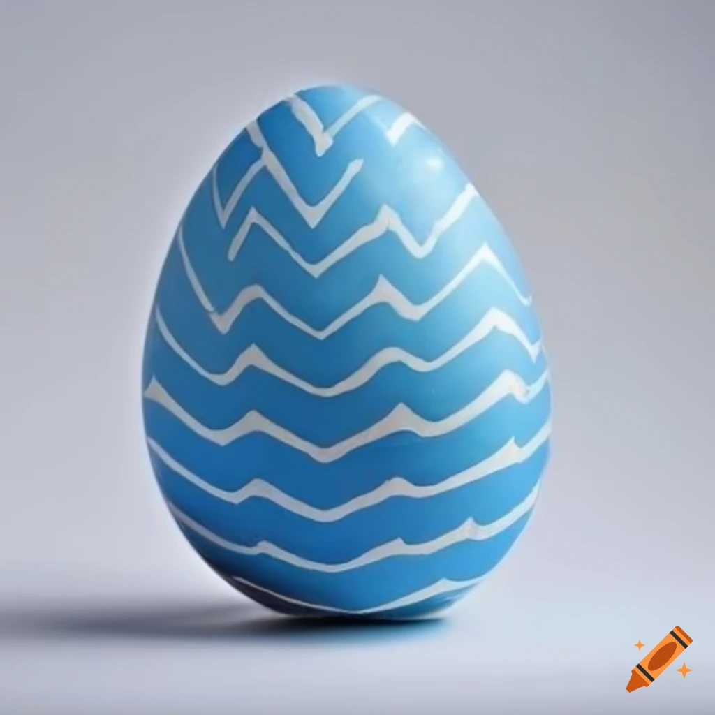 Blue striped easter egg on white background