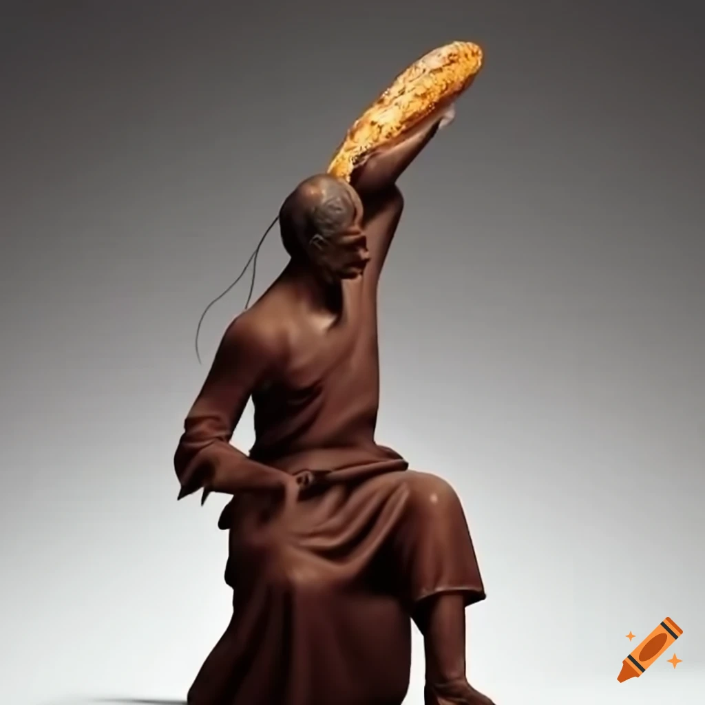 Morehei Ueshiba holding a baguette