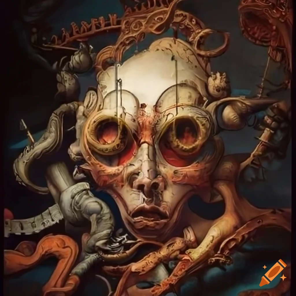 Biomechanical Japanese retrofuturism baroque painting
