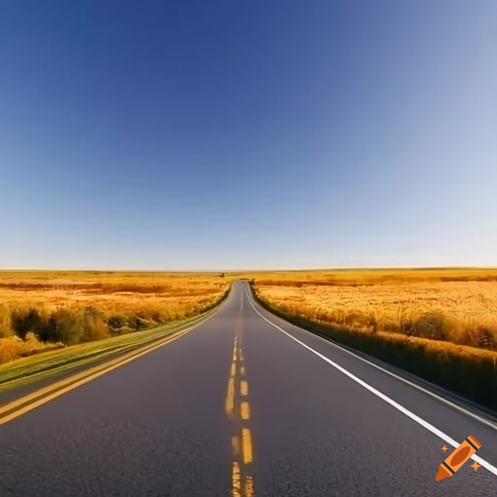 Panoramic view of scenic US road trip through the Midwest in HD
