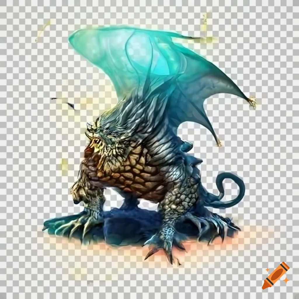 Majestic dragon guarding a glistening egg on transparent background