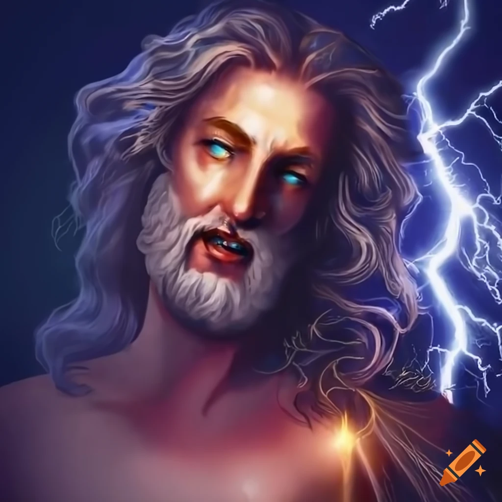 Zeus wielding lightning on Craiyon