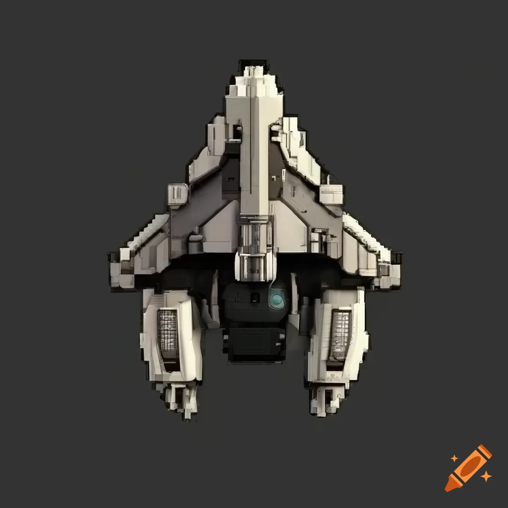 Top-down view sci-fi space ship in Starsector style