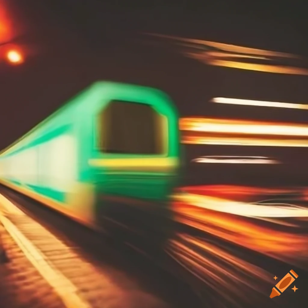 Neon exit sign in French (Sortie) in a long exposure train station