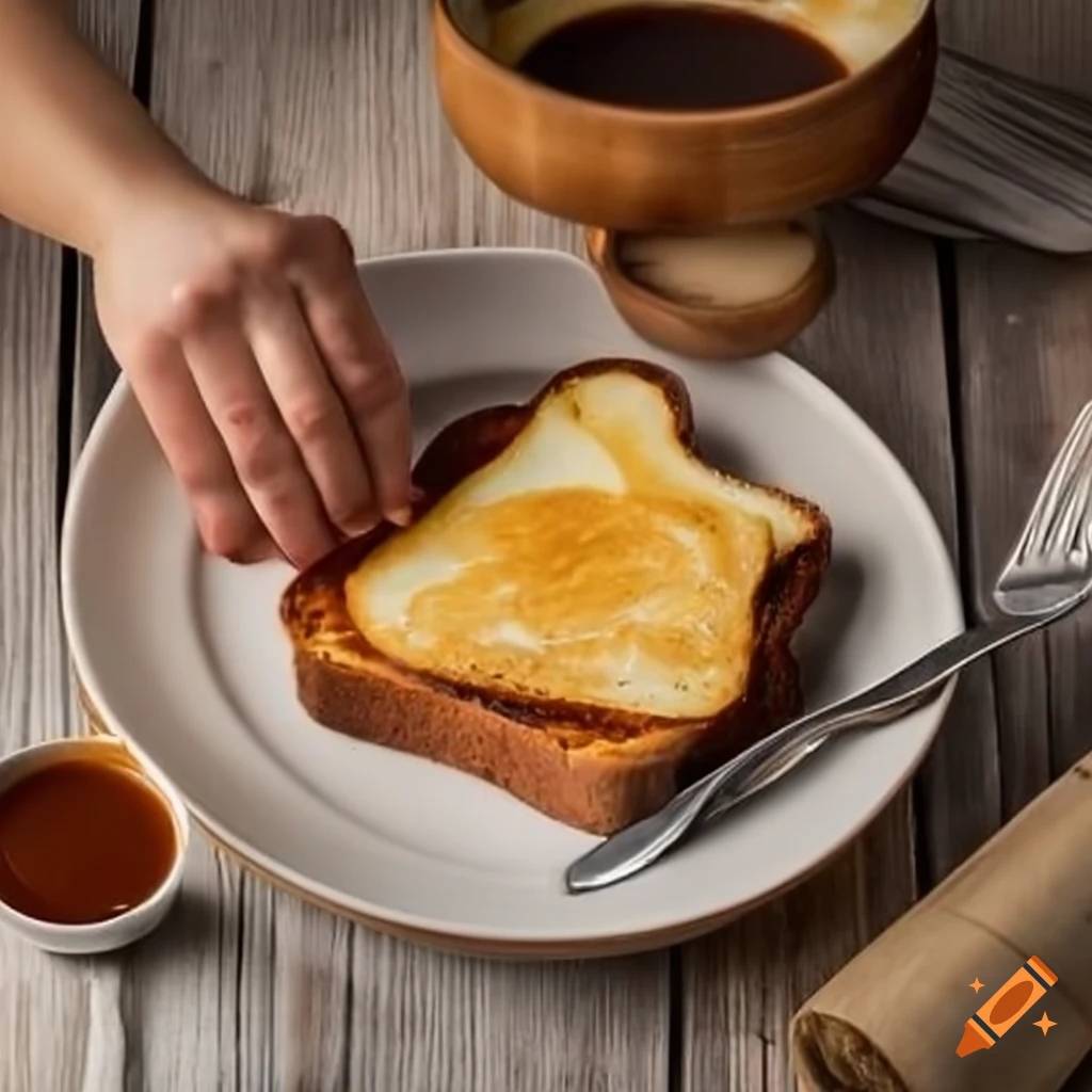 Plate of hot buttered toast on Craiyon