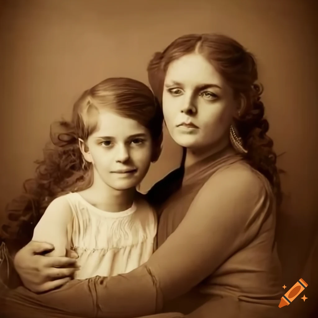 Sepia family portrait with mother, father, and daughter in a frame
