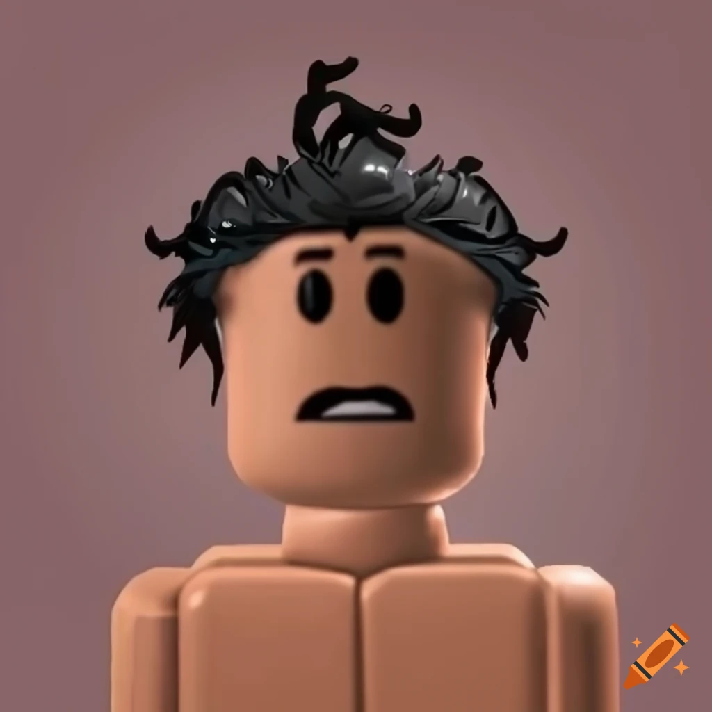 Brownskinned and blackhaired roblox character with an innocent and cute expression on Craiyon