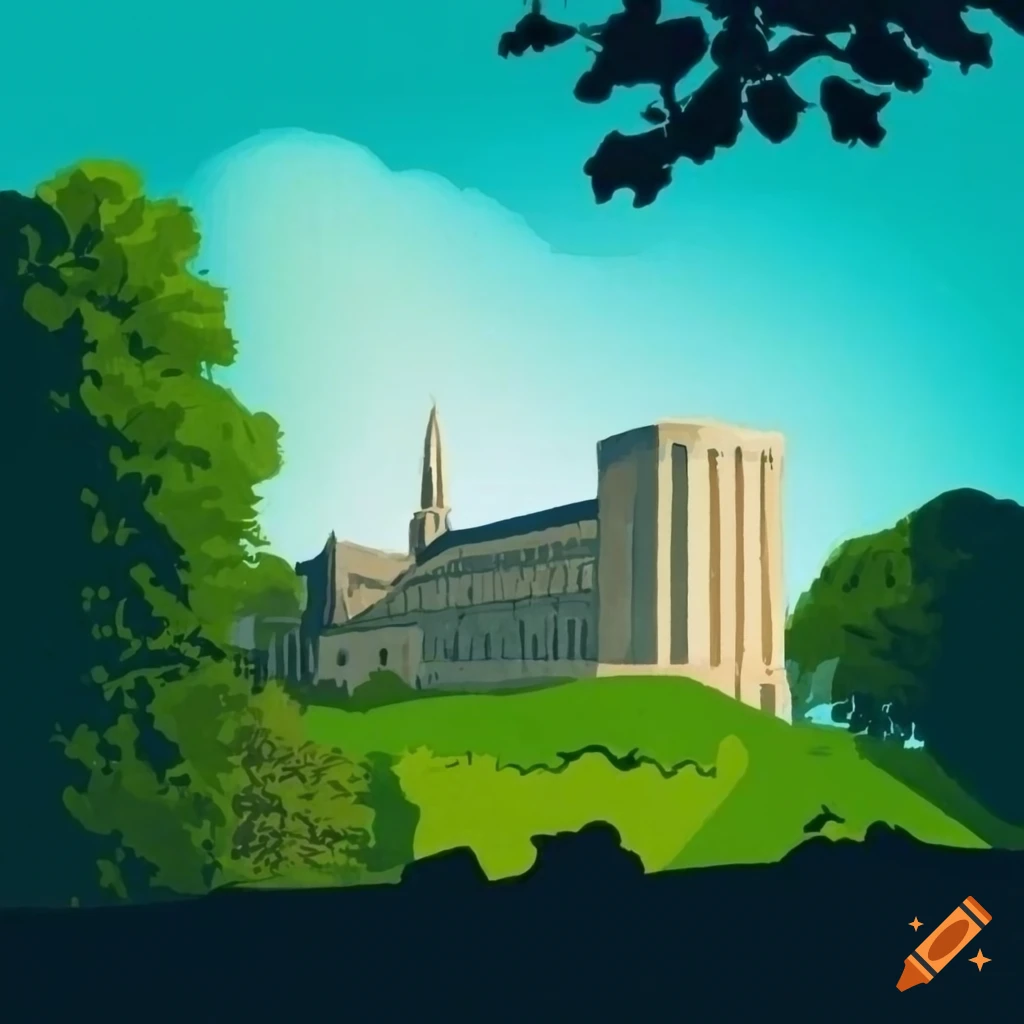 Color illustration of norwich city castle in a landscape on Craiyon