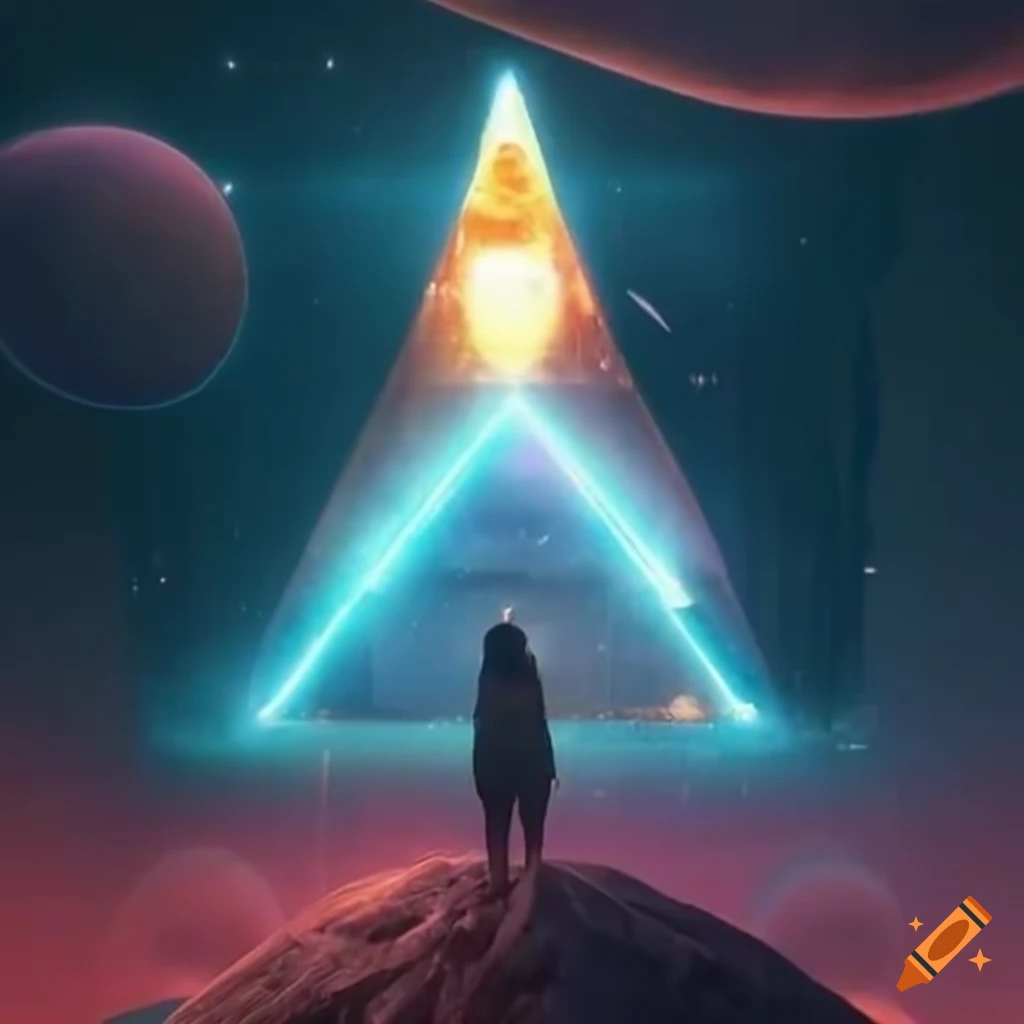 The all-seeing pyramid revealing the future over the astral plane