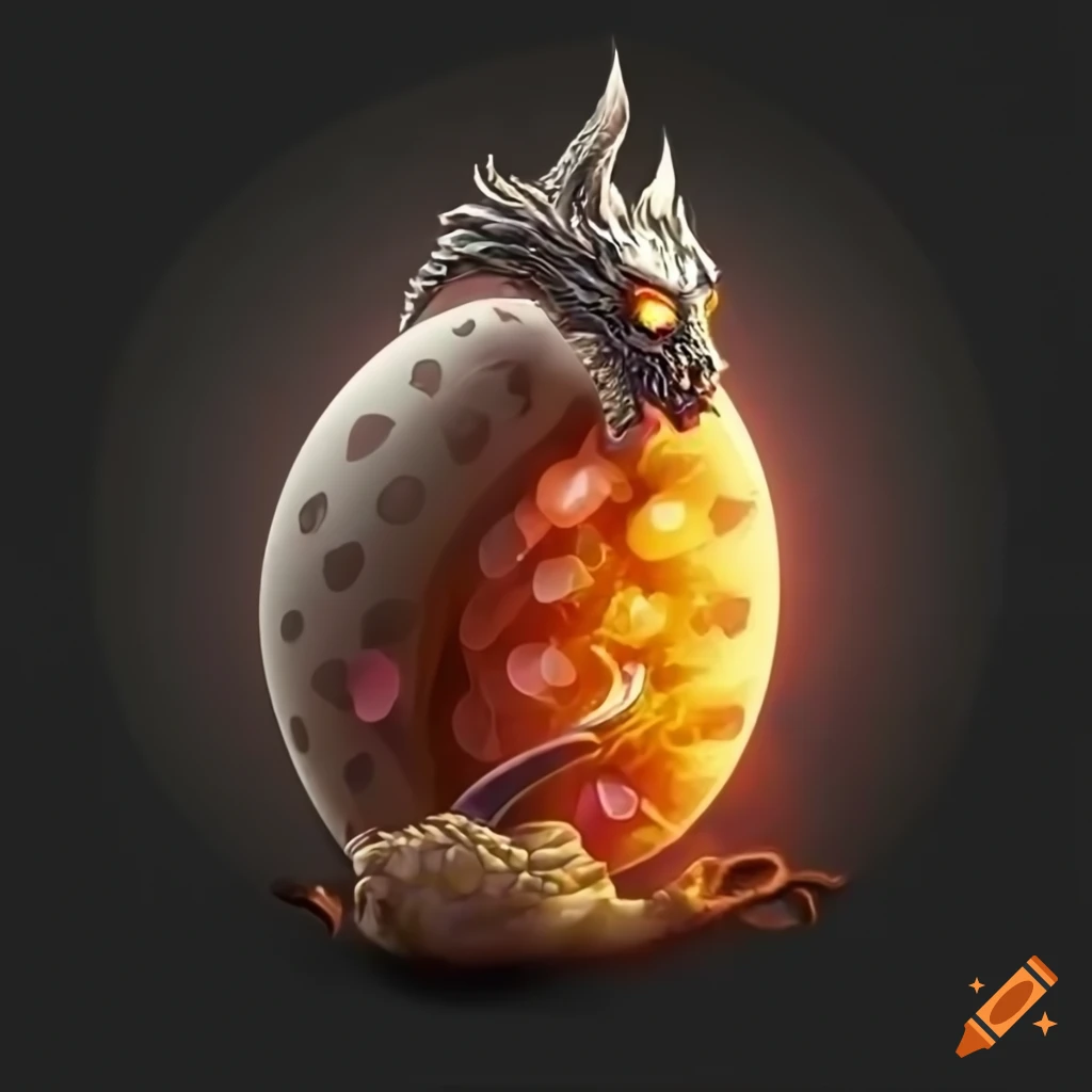 Majestic dragon guarding a glistening egg on transparent background