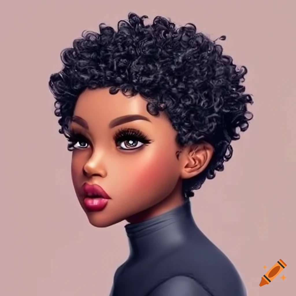 Animated girl with medium curly hair on Craiyon