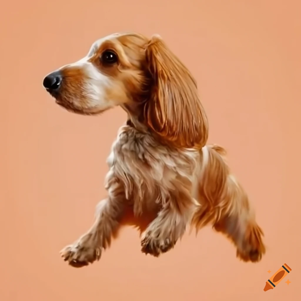 Flying cocker spaniel blondina dog