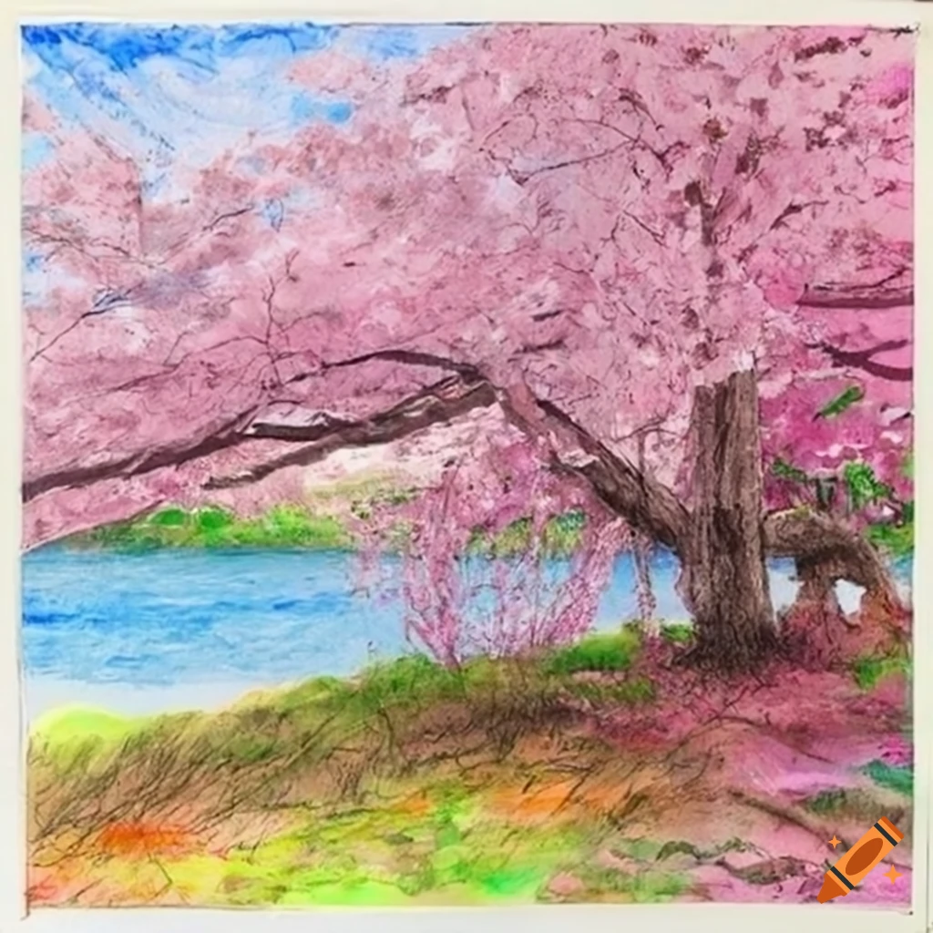 Japanese Cherry Trees by Saltwater Lake on Craiyon