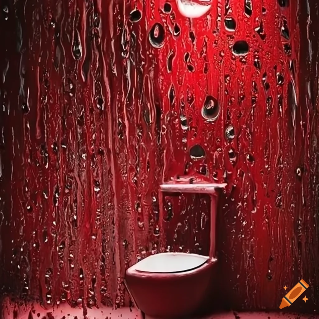 Red rainy bathroom