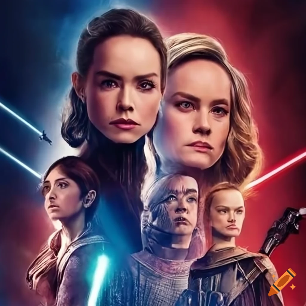 Epic star wars movie poster featuring hilary clinton, daisy ridley, and