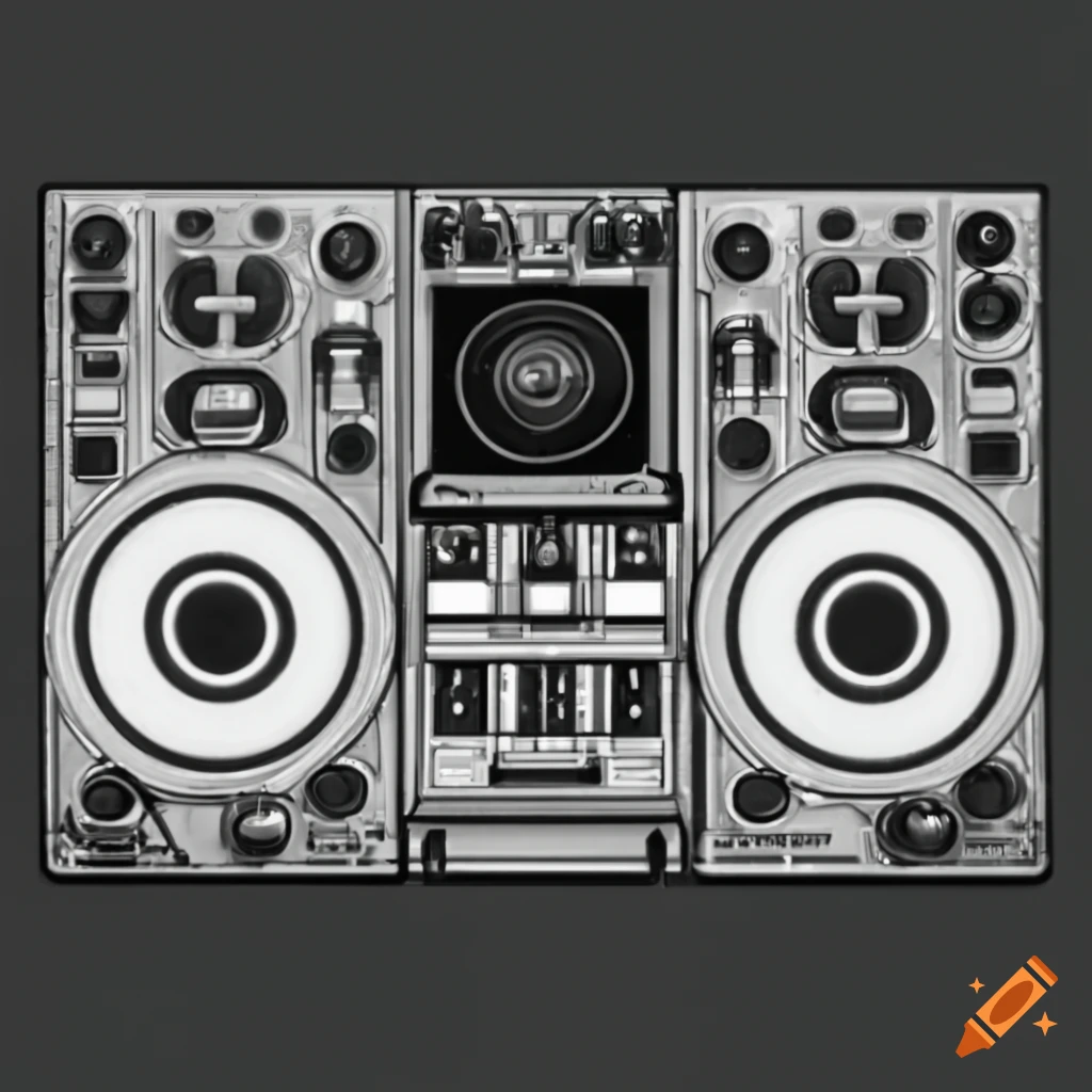 Close view of a techno dj controller setup on Craiyon