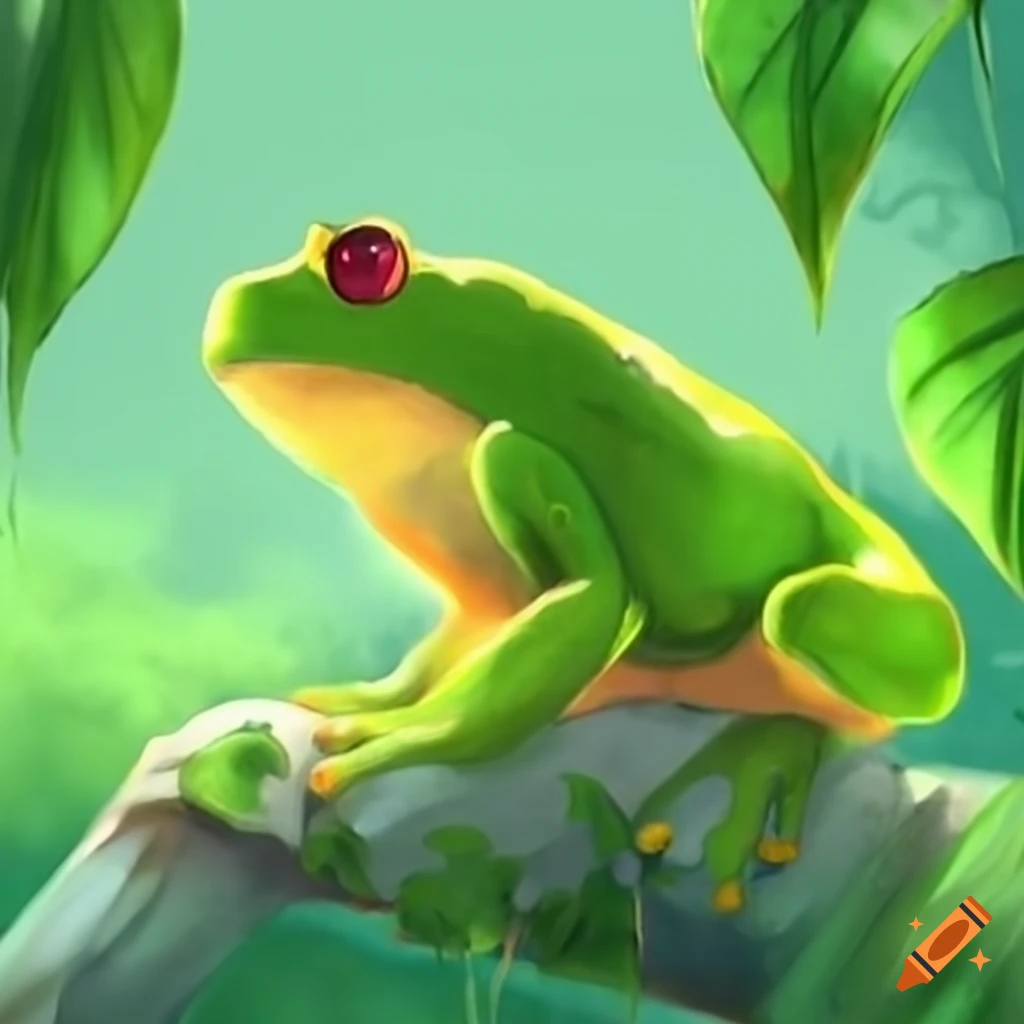 Treefrog on leafy plant