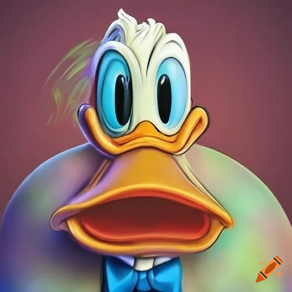 Cartoon of donald duck transformed into an onion on Craiyon