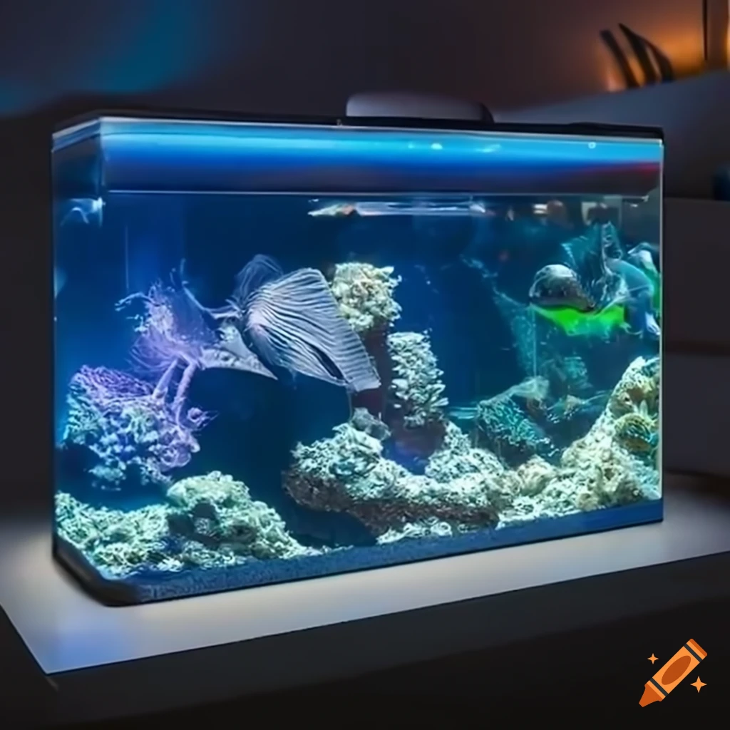 Interactive home aquarium integrated with ai technology on Craiyon