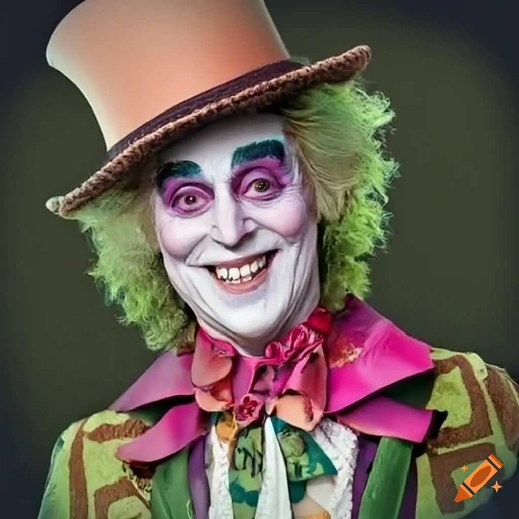Satirical portrayal of Donald Trump as Mad Hatter at a Tea Party with Alice and guests