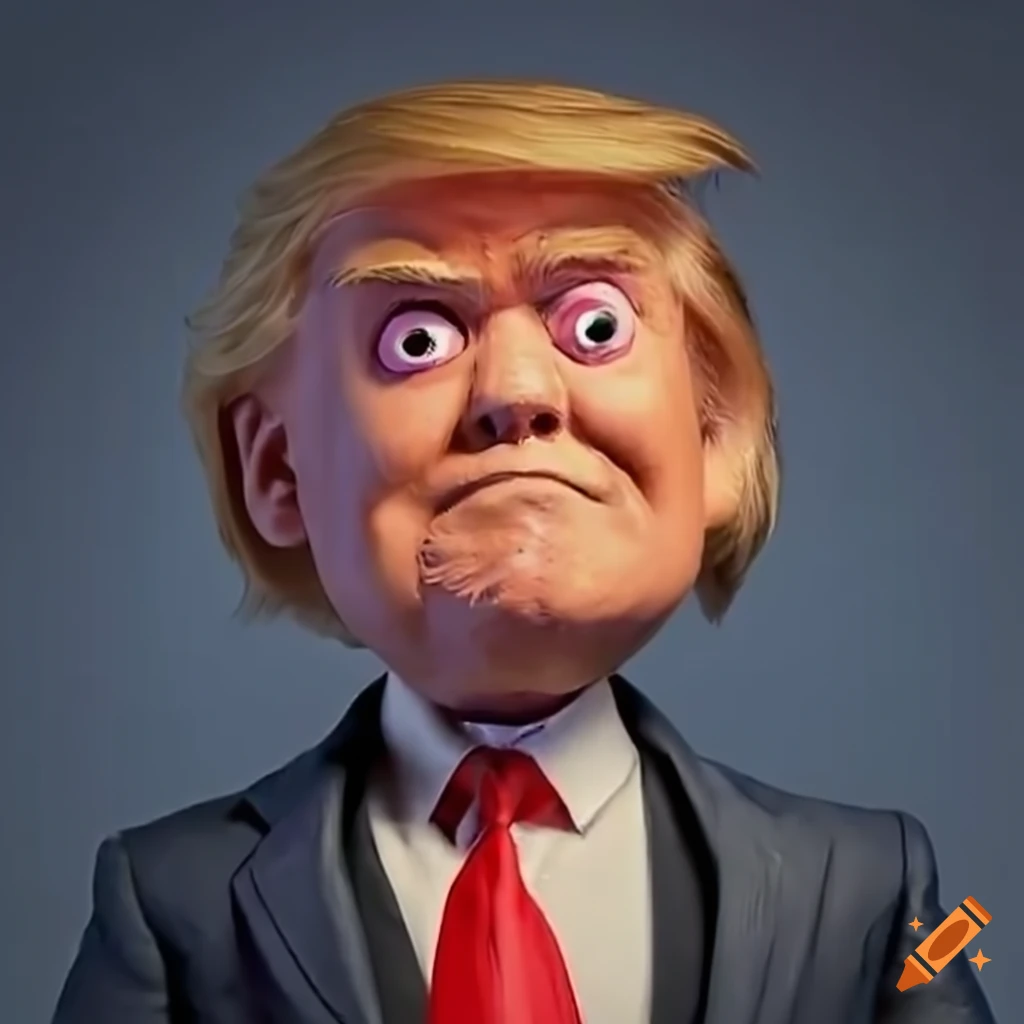 Claymation depiction of Donald Trump in a Tim Burton style setting