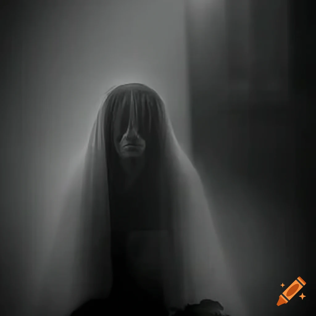 Transparent soul manifesting in a haunted house