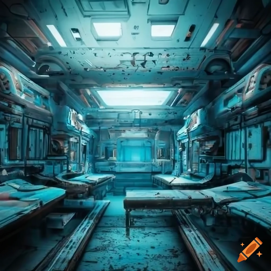 Rusted complex construction with a sci-fi medical room