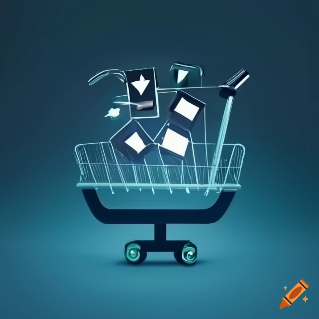 Modern logo with shopping cart and a person for easy access