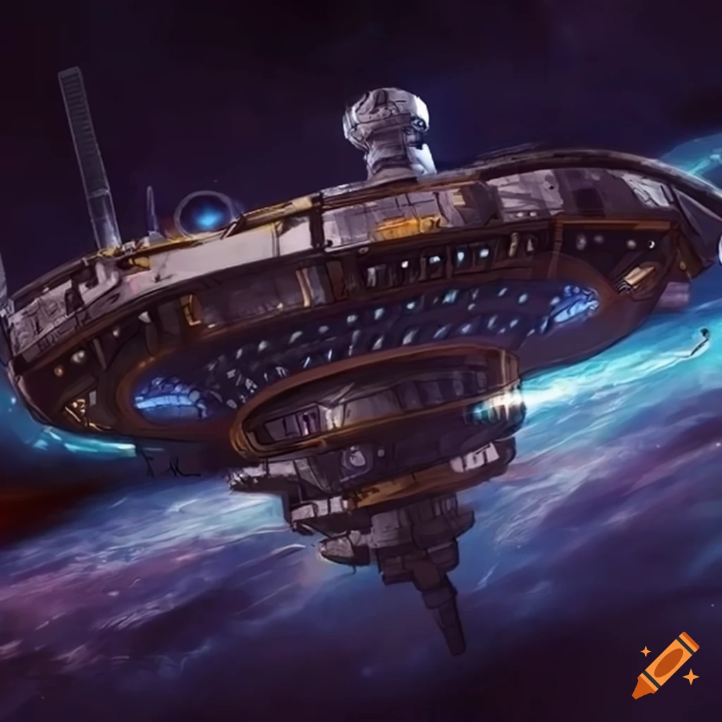 Futuristic space station in outer space
