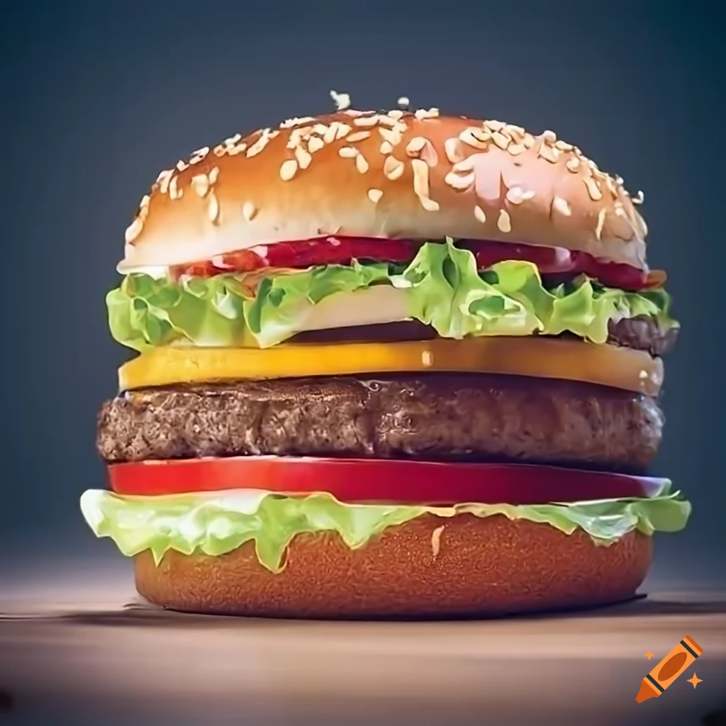 Juicy Big Mac burger with plain bokeh background