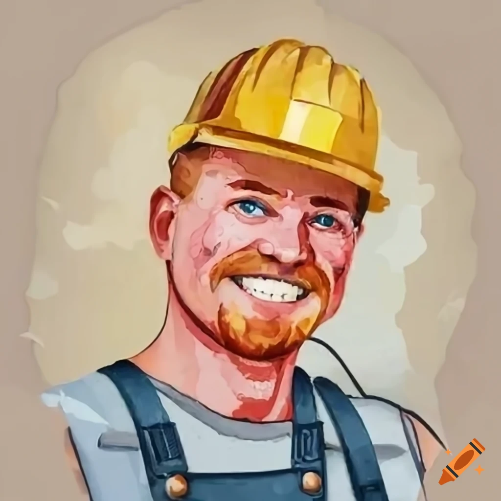 Smiling handyman with hat and blonde hair