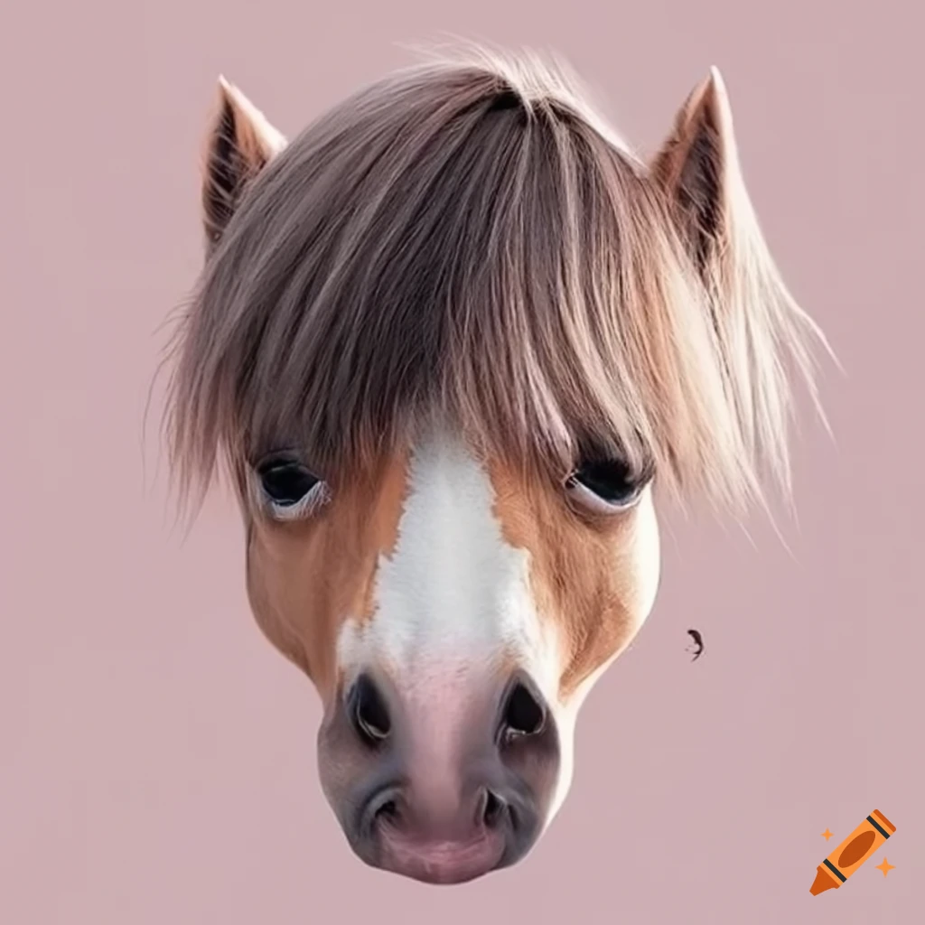 Fluffy big pony head in pastel colors