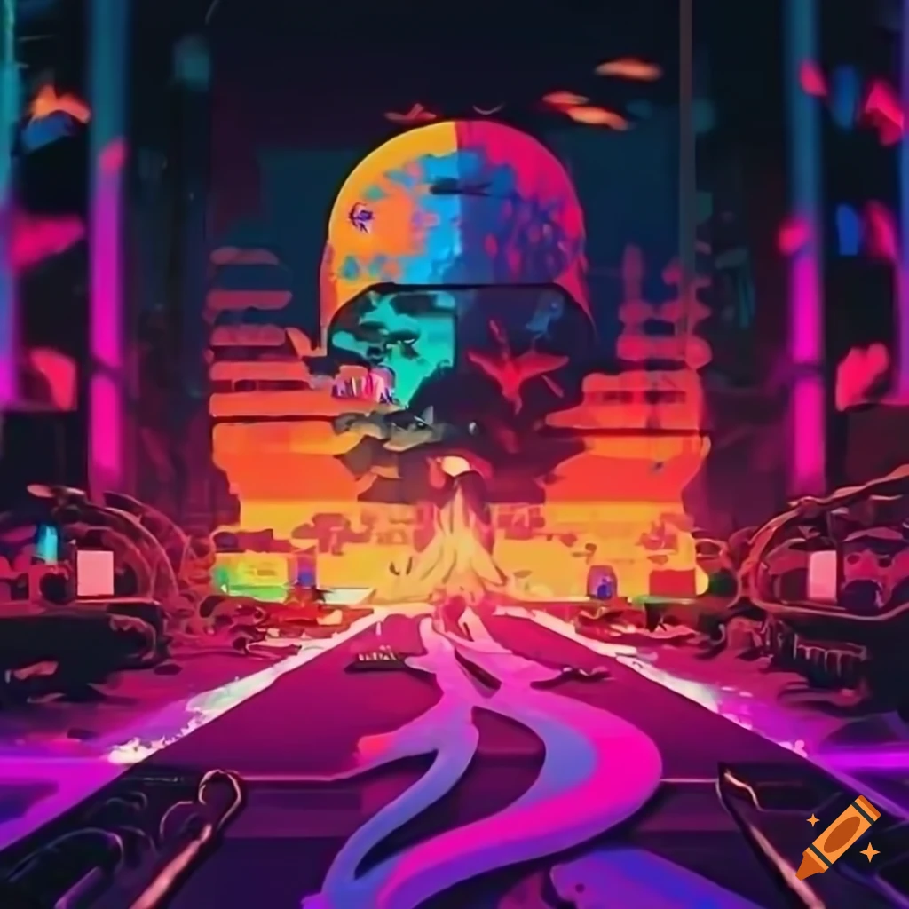 Retrowave puzzle art