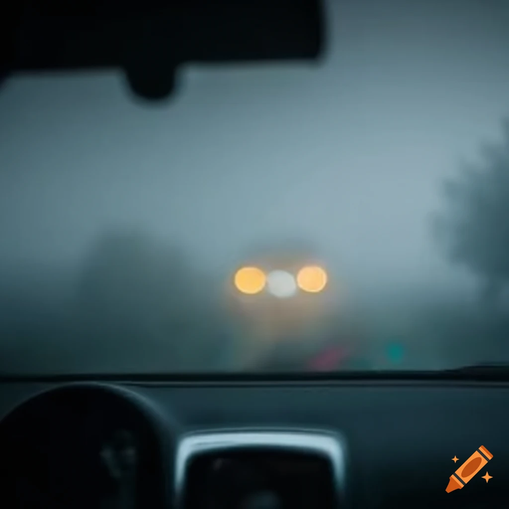 Foggy windshield in a car on Craiyon