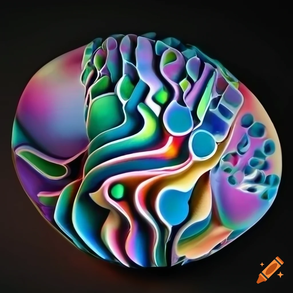 Abstract 3d sculpture with colorful tubes and intricate details on Craiyon