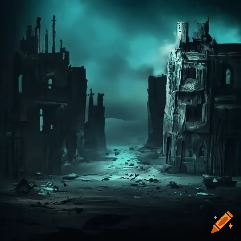 Technological ruins in a dark wasteland